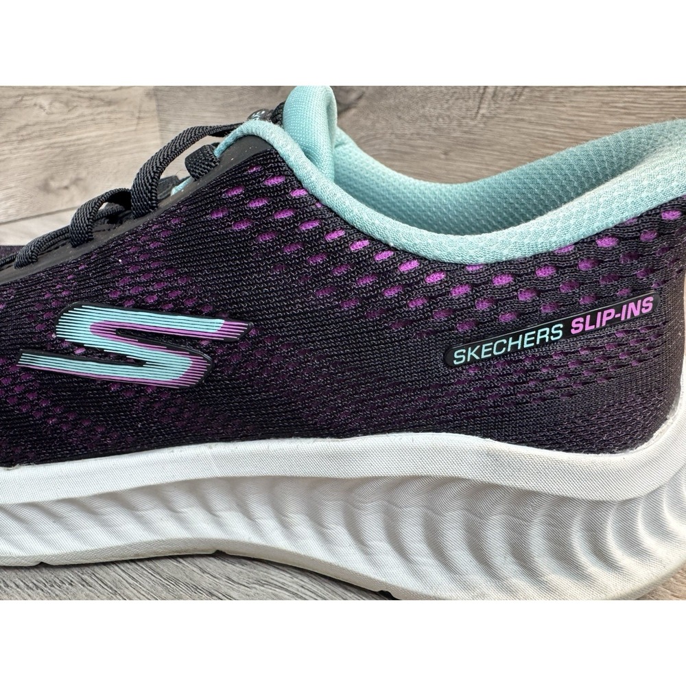 Skechers Slip-ins Go Walk Air Cooled Goga Mat Black Purple Womens 8 Shoes - Picture 4 of 11